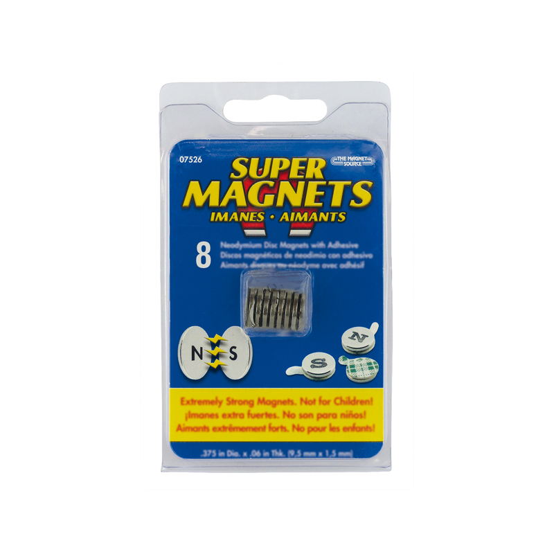 Neodym Magnet 8 Stück 12,7 x 1,53 mm mit Klebeseite